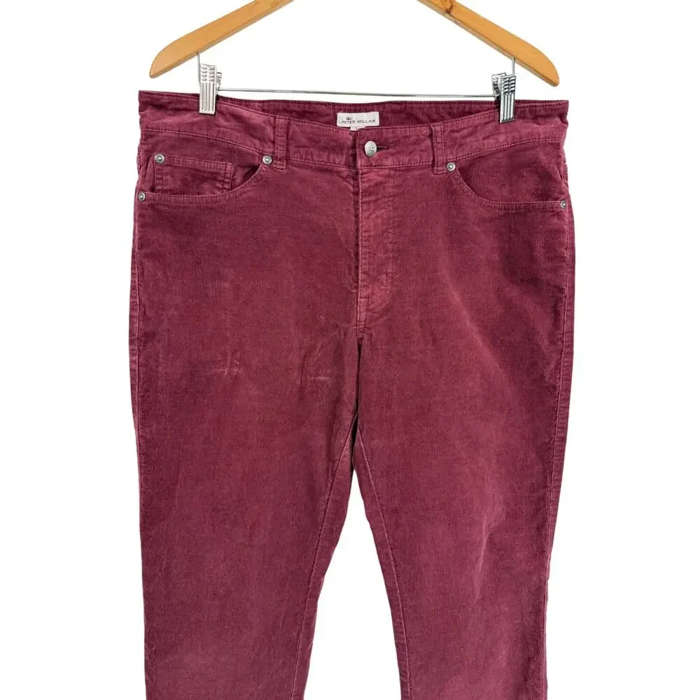 Peter Millar Men’s Corduroy Classic Fit Pants Burgundy Golf Luxury 5-pocket  36